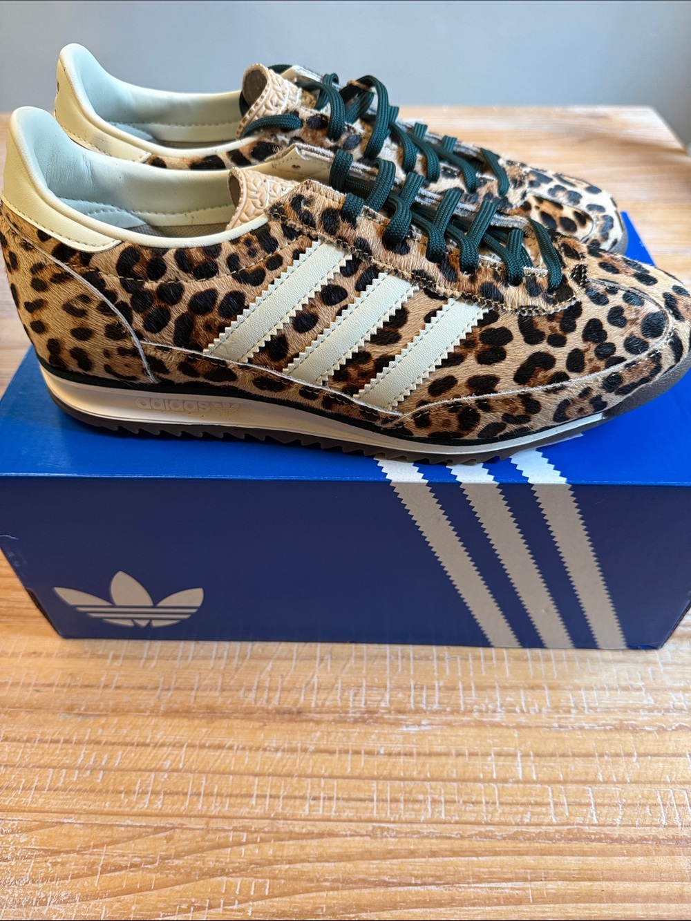 adidas original SL 72 Women’s Leopard Print Sneakers in Cream & Brown